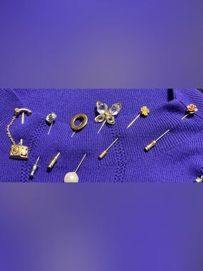 Gold-Tone Butterfly Crystal Stick Pin - Clear and Gold